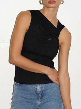 LNA Black Twist-Neck Sleeveless Tank